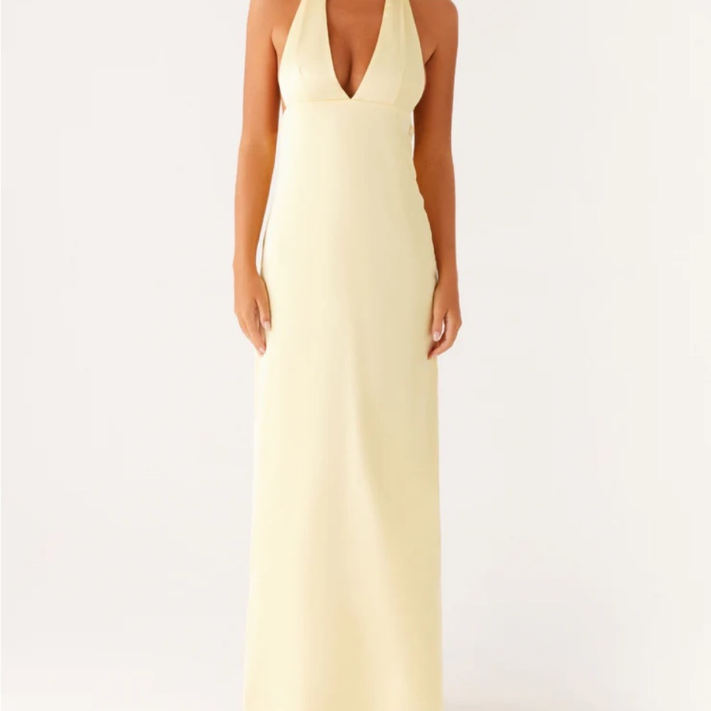 Peppermayo Alicia halter satin maxi dress - yellow